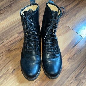 Frye combat soft black boots